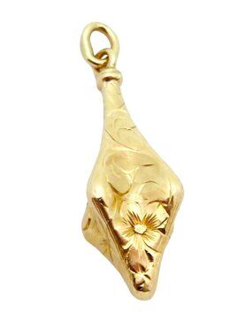 Antique Art Nouveau 10K Gold Quadrilateral Flower Motif Pendant Charm